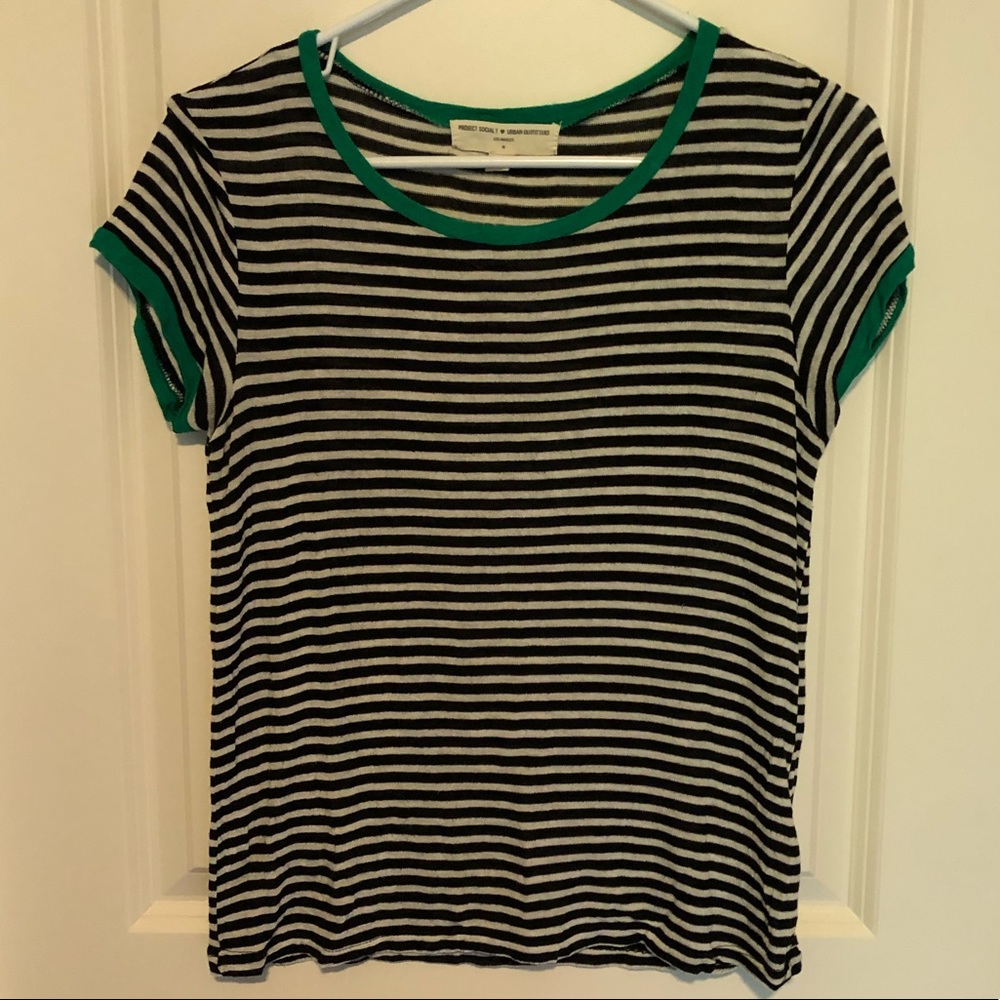 B&W stripe tee w/ green details